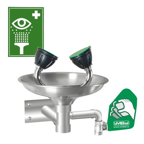 Oční bezpečnostní sprcha - nástěnná celonerezová